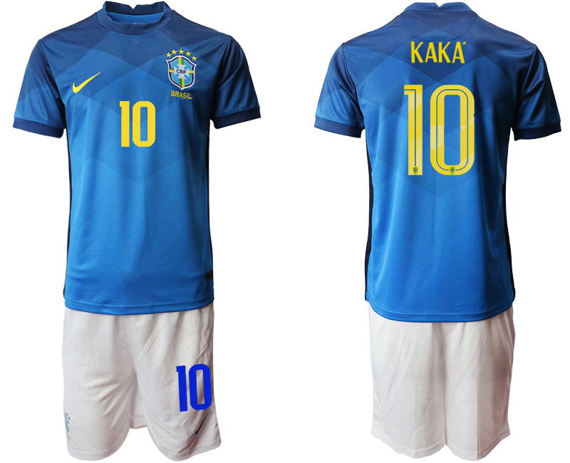 Men 2020-2021 Season National team Brazil away  blue #10 Soccer Jersey2